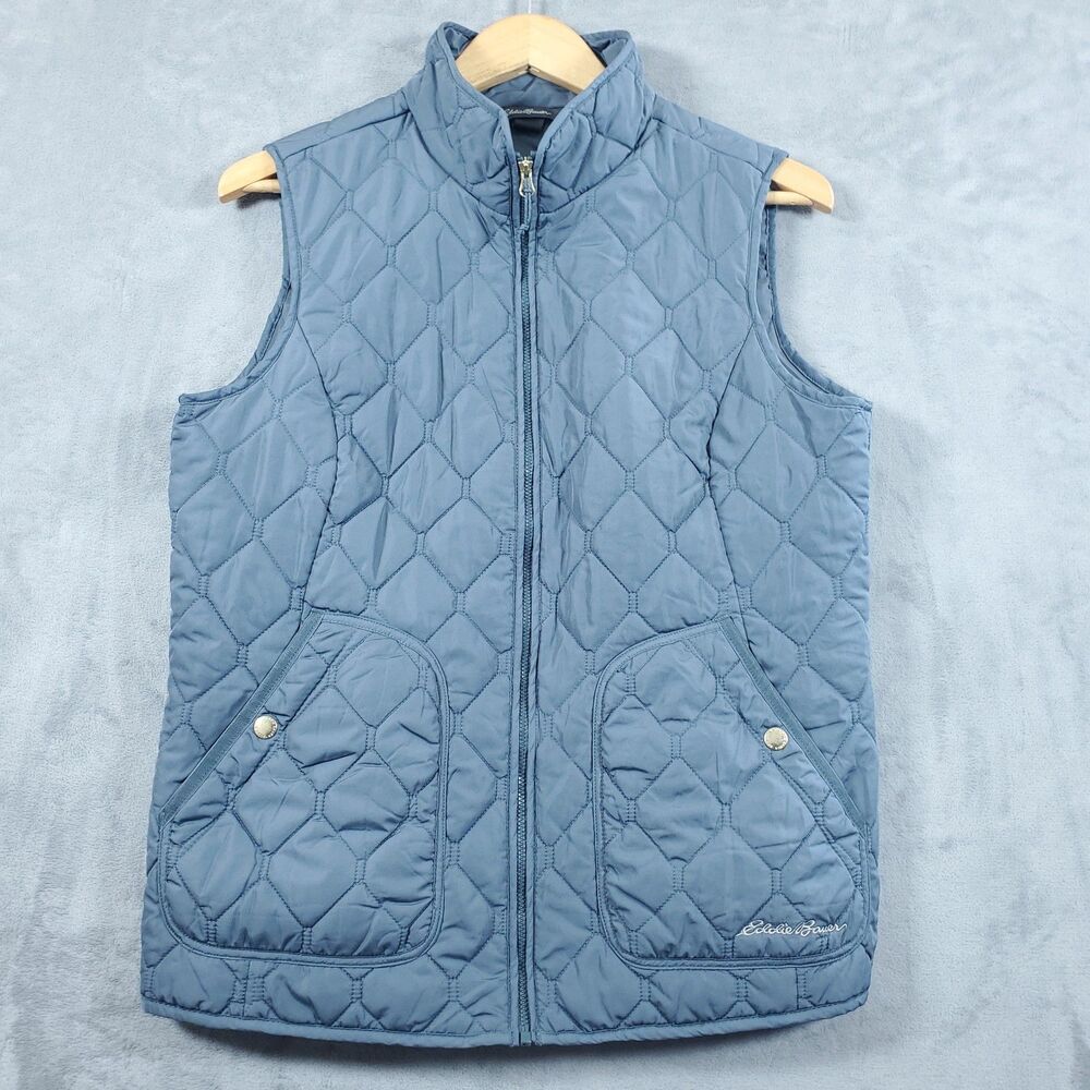 Eddie Bauer Vest Womens Large Blue Jacket Puffer Quilted Lightweight Coat *